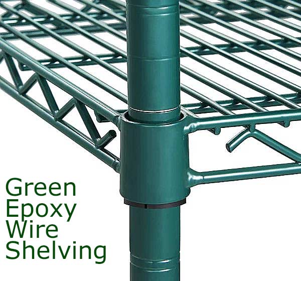 Green Epoxy-Coated Wire Shelving